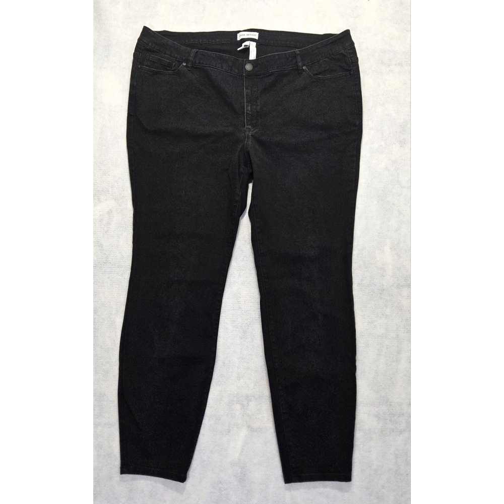 Lane Bryant Jeans Plus Sz 28 Black Denim Low Rise Skinny Flex Magic Waistband‎